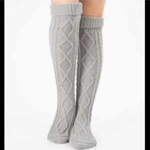 Over the knee warm cable knit socks